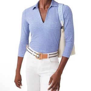 NEW J.MCLAUGHLIN 3/4 SLV AIDA KNIT TOP NAVY/BLUE